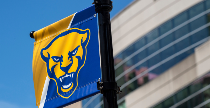 Pitt Panther Flag on campus